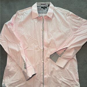 Ted Baker Light Pink Men's Dress Shirt with Patterned Trim